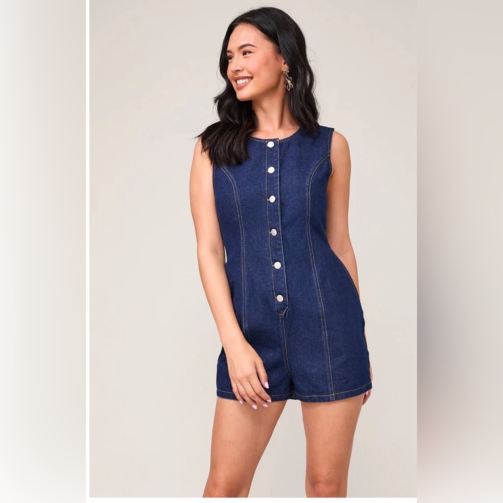 Le Lis Dark Blue Denim Romper